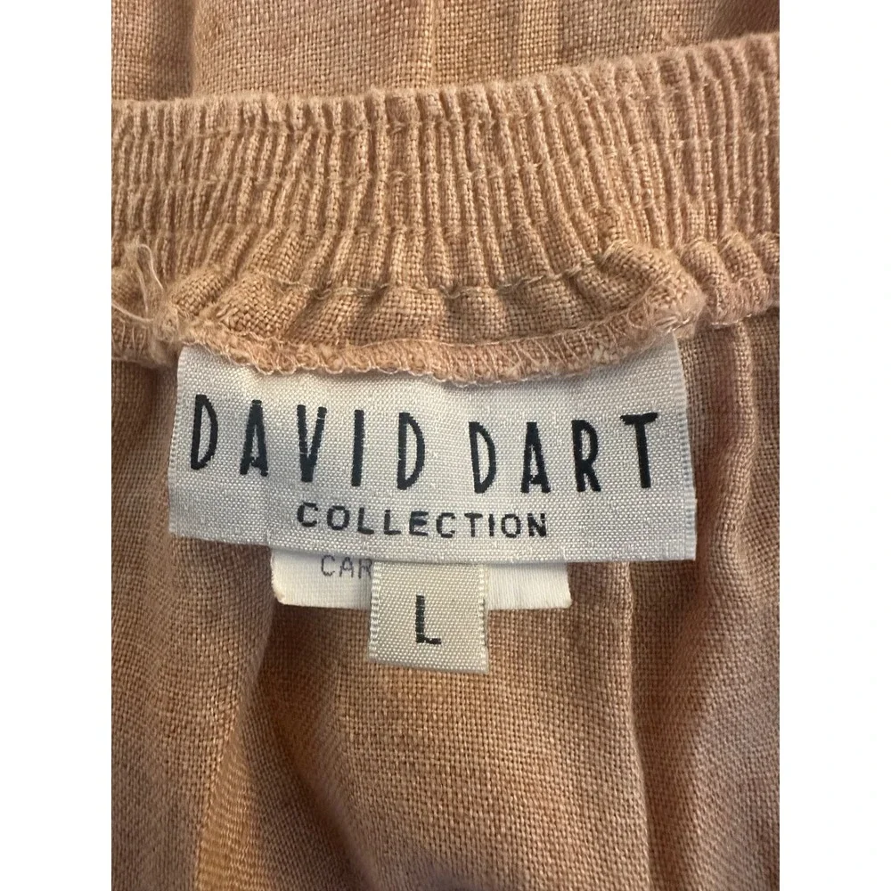 David Dart Women's Orange Linen Blend Henley Top and Midi Skirt Set Size Large